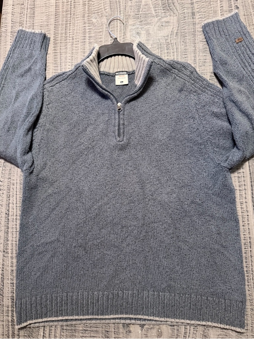 Ole Columbia XCO Sportswear Company Men's Charcoal Gray & Light Tan Trim1/4 Zip